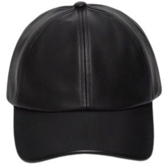 Aritzia Community Black Leather Baseball Cap